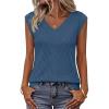 MEROKEETY Womens Summer V Neck Knit Tank Top 2026 Spring Sleeveless Sweater Vest Business Casual Shirt Outfit Fashion Clothes(Dark Blue)
