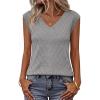 MEROKEETY Womens Summer V Neck Knit Tank Top 2026 Spring Sleeveless Sweater Vest Business Casual Shirt Outfit Fashion Clothes(Gray)