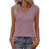 MEROKEETY Womens Summer V Neck Knit Tank Top 2026 Spring Sleeveless Sweater Vest Business Casual Shirt Outfit Fashion Clothes(Grey Purple)