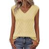 MEROKEETY Womens Summer V Neck Knit Tank Top 2026 Spring Sleeveless Sweater Vest Business Casual Shirt Outfit Fashion Clothes(Lightyellow)