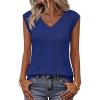 MEROKEETY Womens Summer V Neck Knit Tank Top 2026 Spring Sleeveless Sweater Vest Business Casual Shirt Outfit Fashion Clothes(Royalblue)