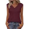 MEROKEETY Womens Summer V Neck Knit Tank Top 2026 Spring Sleeveless Sweater Vest Business Casual Shirt Outfit Fashion Clothes(Wine Red)