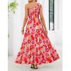MEROKEETY Women’s 2026 Summer Sleeveless Midi Dress One Shoulder Knot Smocked Split Formal Cocktail Wedding Guest Dresses(Orangefloral)