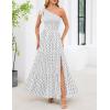 MEROKEETY Women’s 2026 Summer Sleeveless Midi Dress One Shoulder Knot Smocked Split Formal Cocktail Wedding Guest Dresses(Whiteblack)