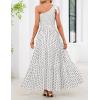 MEROKEETY Women’s 2026 Summer Sleeveless Midi Dress One Shoulder Knot Smocked Split Formal Cocktail Wedding Guest Dresses(Whiteblack)