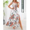 MEROKEETY Women’s 2026 Summer Sleeveless Midi Dress One Shoulder Knot Smocked Split Formal Cocktail Wedding Guest Dresses(Whitered)