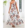 MEROKEETY Women’s 2026 Summer Sleeveless Midi Dress One Shoulder Knot Smocked Split Formal Cocktail Wedding Guest Dresses(Whitered)