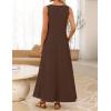 MEROKEETY Women’s 2026 Summer Maxi Dress Sleeveless Crewneck Casual Loose Beach Vacation Basic Long Sundress(Coffee)