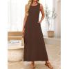 MEROKEETY Women’s 2026 Summer Maxi Dress Sleeveless Crewneck Casual Loose Beach Vacation Basic Long Sundress(Coffee)