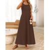 MEROKEETY Women’s 2026 Summer Maxi Dress Sleeveless Crewneck Casual Loose Beach Vacation Basic Long Sundress(Coffee)