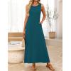 MEROKEETY Women’s 2026 Summer Maxi Dress Sleeveless Crewneck Casual Loose Beach Vacation Basic Long Sundress(Teal)