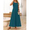 MEROKEETY Women’s 2026 Summer Maxi Dress Sleeveless Crewneck Casual Loose Beach Vacation Basic Long Sundress(Teal)