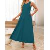 MEROKEETY Women’s 2026 Summer Maxi Dress Sleeveless Crewneck Casual Loose Beach Vacation Basic Long Sundress(Teal)