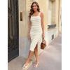 MEROKEETY Womens Summer Striped Bodycon Midi Dress 2026 Beach Vacation Sleeveless Tank Ribbed Knit Baby Shower Sweater Dress(Apricot)
