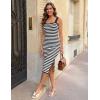 MEROKEETY Womens Summer Striped Bodycon Midi Dress 2026 Beach Vacation Sleeveless Tank Ribbed Knit Baby Shower Sweater Dress(Black)