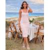 MEROKEETY Womens Summer Striped Bodycon Midi Dress 2026 Beach Vacation Sleeveless Tank Ribbed Knit Baby Shower Sweater Dress(Dustypink)