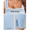 MEROKEETY Womens Summer Striped Bodycon Midi Dress 2026 Beach Vacation Sleeveless Tank Ribbed Knit Baby Shower Sweater Dress(Lightblue)