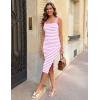 MEROKEETY Womens Summer Striped Bodycon Midi Dress 2026 Beach Vacation Sleeveless Tank Ribbed Knit Baby Shower Sweater Dress(Lightpurple)