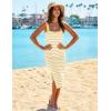 MEROKEETY Womens Summer Striped Bodycon Midi Dress 2026 Beach Vacation Sleeveless Tank Ribbed Knit Baby Shower Sweater Dress(Lightyellow)