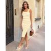MEROKEETY Womens Summer Striped Bodycon Midi Dress 2026 Beach Vacation Sleeveless Tank Ribbed Knit Baby Shower Sweater Dress(Lightyellow)