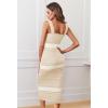 MEROKEETY Womens Summer Striped Bodycon Midi Dress 2026 Beach Vacation Sleeveless Tank Ribbed Knit Baby Shower Sweater Dress(Newbeige)