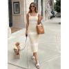 MEROKEETY Womens Summer Striped Bodycon Midi Dress 2026 Beach Vacation Sleeveless Tank Ribbed Knit Baby Shower Sweater Dress(Newbeige)
