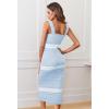 MEROKEETY Womens Summer Striped Bodycon Midi Dress 2026 Beach Vacation Sleeveless Tank Ribbed Knit Baby Shower Sweater Dress(Newblue)