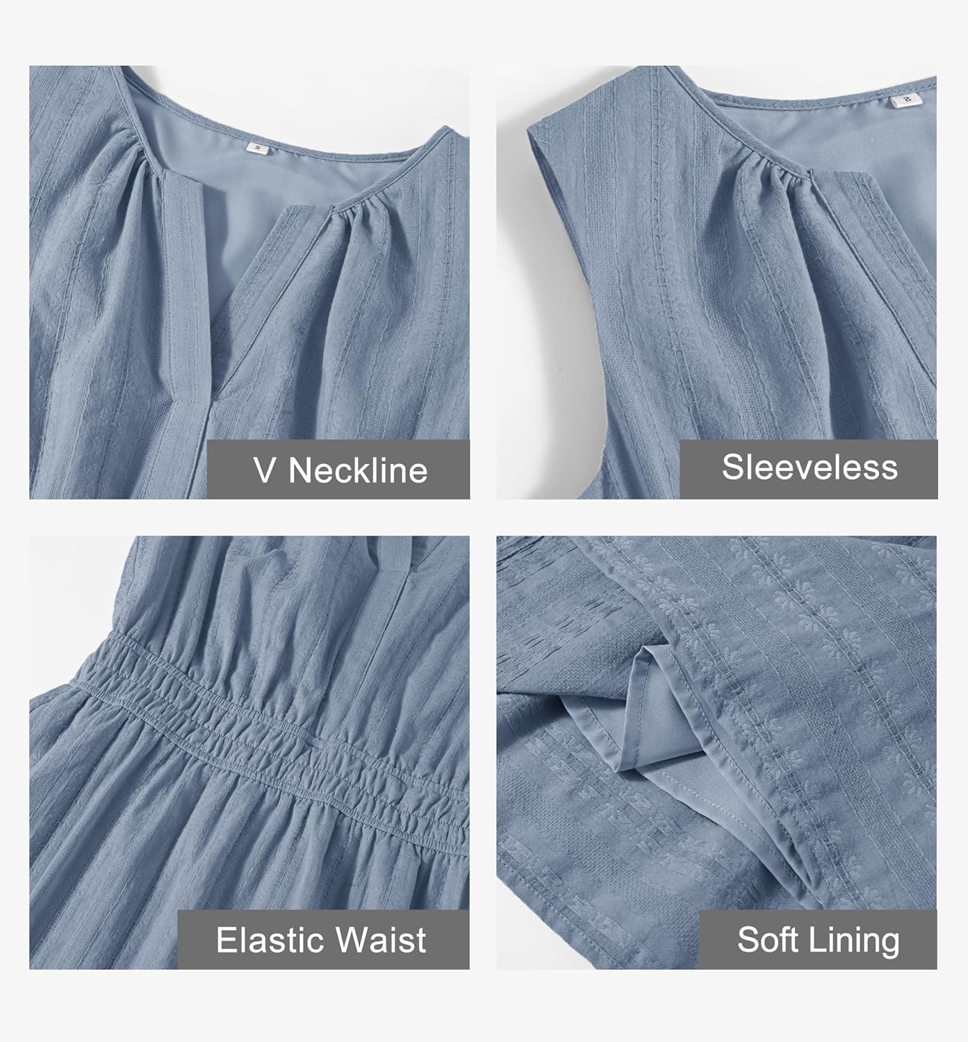 imageMEROKEETY Womens 2026 Summer Casual Mini Sundress Beach Vacation Sleeveless V Neck Flowy A Line Dress with PocketsDusty Blue