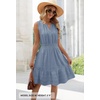 MEROKEETY Women’s 2026 Summer Casual Mini Sundress Beach Vacation Sleeveless V Neck Flowy A Line Dress with Pockets(Dusty Blue)