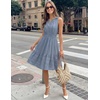MEROKEETY Women’s 2026 Summer Casual Mini Sundress Beach Vacation Sleeveless V Neck Flowy A Line Dress with Pockets(Dusty Blue)