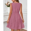 MEROKEETY Women’s 2026 Summer Casual Mini Sundress Beach Vacation Sleeveless V Neck Flowy A Line Dress with Pockets(Dustypink)