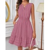 MEROKEETY Women’s 2026 Summer Casual Mini Sundress Beach Vacation Sleeveless V Neck Flowy A Line Dress with Pockets(Dustypink)