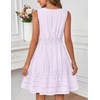 MEROKEETY Women’s 2026 Summer Casual Mini Sundress Beach Vacation Sleeveless V Neck Flowy A Line Dress with Pockets(Purple)