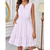 MEROKEETY Women’s 2026 Summer Casual Mini Sundress Beach Vacation Sleeveless V Neck Flowy A Line Dress with Pockets(Purple)