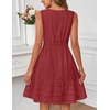 MEROKEETY Women’s 2026 Summer Casual Mini Sundress Beach Vacation Sleeveless V Neck Flowy A Line Dress with Pockets(Red)