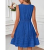 MEROKEETY Women’s 2026 Summer Casual Mini Sundress Beach Vacation Sleeveless V Neck Flowy A Line Dress with Pockets(Royalblue)