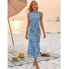 MEROKEETY Women’s Summer Wedding Guest Maxi Dress 2026 Sleeveless Floral Bodycon Mesh Cocktail Formal Party Long Dresses(Blue)