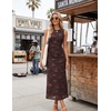 MEROKEETY Women’s Summer Wedding Guest Maxi Dress 2026 Sleeveless Floral Bodycon Mesh Cocktail Formal Party Long Dresses(Brown)