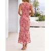 MEROKEETY Women’s Summer Wedding Guest Maxi Dress 2026 Sleeveless Floral Bodycon Mesh Cocktail Formal Party Long Dresses(Darkpink)
