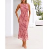 MEROKEETY Women’s Summer Wedding Guest Maxi Dress 2026 Sleeveless Floral Bodycon Mesh Cocktail Formal Party Long Dresses(Darkpink)