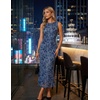 MEROKEETY Women’s Summer Wedding Guest Maxi Dress 2026 Sleeveless Floral Bodycon Mesh Cocktail Formal Party Long Dresses(Dustyblue)