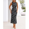 MEROKEETY Women’s Summer Wedding Guest Maxi Dress 2026 Sleeveless Floral Bodycon Mesh Cocktail Formal Party Long Dresses(Grey)