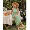 MEROKEETY Women’s Summer Wedding Guest Maxi Dress 2026 Sleeveless Floral Bodycon Mesh Cocktail Formal Party Long Dresses(Lightgreen)