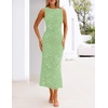 MEROKEETY Women’s Summer Wedding Guest Maxi Dress 2026 Sleeveless Floral Bodycon Mesh Cocktail Formal Party Long Dresses(Lightgreen)