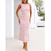 MEROKEETY Women’s Summer Wedding Guest Maxi Dress 2026 Sleeveless Floral Bodycon Mesh Cocktail Formal Party Long Dresses(Lightpink)