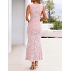 MEROKEETY Women’s Summer Wedding Guest Maxi Dress 2026 Sleeveless Floral Bodycon Mesh Cocktail Formal Party Long Dresses(Lightpink)