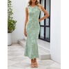 MEROKEETY Women’s Summer Wedding Guest Maxi Dress 2026 Sleeveless Floral Bodycon Mesh Cocktail Formal Party Long Dresses(Mint)