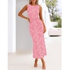 MEROKEETY Women’s Summer Wedding Guest Maxi Dress 2026 Sleeveless Floral Bodycon Mesh Cocktail Formal Party Long Dresses(Pink)