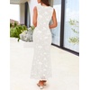MEROKEETY Women’s Summer Wedding Guest Maxi Dress 2026 Sleeveless Floral Bodycon Mesh Cocktail Formal Party Long Dresses(White)