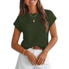 MEROKEETY Women’s Summer Short Sleeve Sweater Vest Floral Knit Cute Pullover Tank Tops 2026 Trendy Fashion Spring Outfits(Army Green)